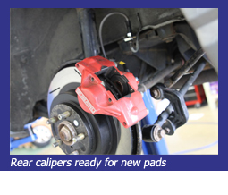 Stop-Tech WRX Big Brake Kit Rear calipers ready for new pads