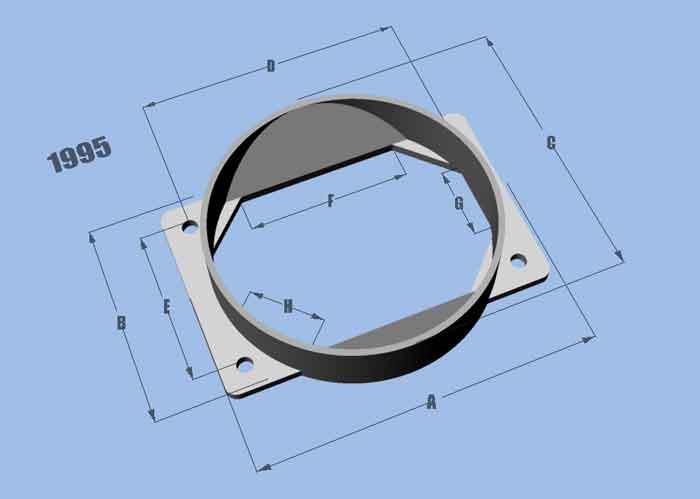 Vibrant MAF Sensor Adapter Plate for Mitsubishi applications use w/ 4.5in Inlet I.D. filters only 1995